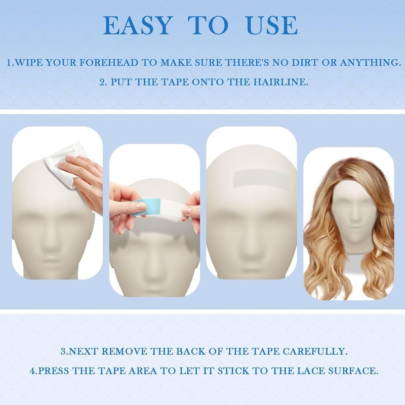 Comdian 36 PCS Waterproof Lace Tape for Hairpiece Wig Tape, Adhesive Double Sided Waterproof, Strong Hold Clear Lace Supports Toupees for Hair Extension Blue 1/2 - Image 5